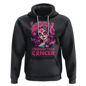 Chingona Breast Cancer Warrior Hoodie Mexican Pink Ribbon Stronger Than Breast Cancer TS02 Black Printyourwear