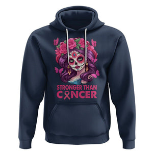 Chingona Breast Cancer Warrior Hoodie Mexican Pink Ribbon Stronger Than Breast Cancer TS02 Navy Printyourwear