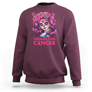 Chingona Breast Cancer Warrior Sweatshirt Mexican Pink Ribbon Stronger Than Breast Cancer TS02 Maroon Printyourwear