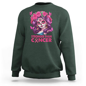 Chingona Breast Cancer Warrior Sweatshirt Mexican Pink Ribbon Stronger Than Breast Cancer TS02 Dark Forest Green Printyourwear