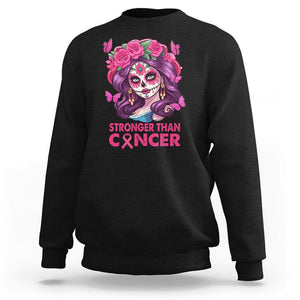 Chingona Breast Cancer Warrior Sweatshirt Mexican Pink Ribbon Stronger Than Breast Cancer TS02 Black Printyourwear