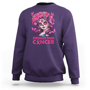 Chingona Breast Cancer Warrior Sweatshirt Mexican Pink Ribbon Stronger Than Breast Cancer TS02 Purple Printyourwear