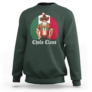 Cholo Claus Christmas Funny Mexican Santa Sombrero Feliz Navidad Sweatshirt TS09 Dark Forest Green Printyourwear