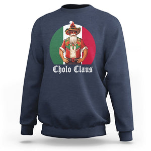 Cholo Claus Christmas Funny Mexican Santa Sombrero Feliz Navidad Sweatshirt TS09 Navy Printyourwear