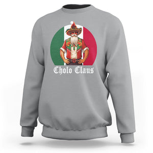 Cholo Claus Christmas Funny Mexican Santa Sombrero Feliz Navidad Sweatshirt TS09 Sport Gray Printyourwear