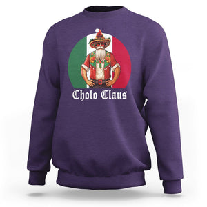 Cholo Claus Christmas Funny Mexican Santa Sombrero Feliz Navidad Sweatshirt TS09 Purple Printyourwear