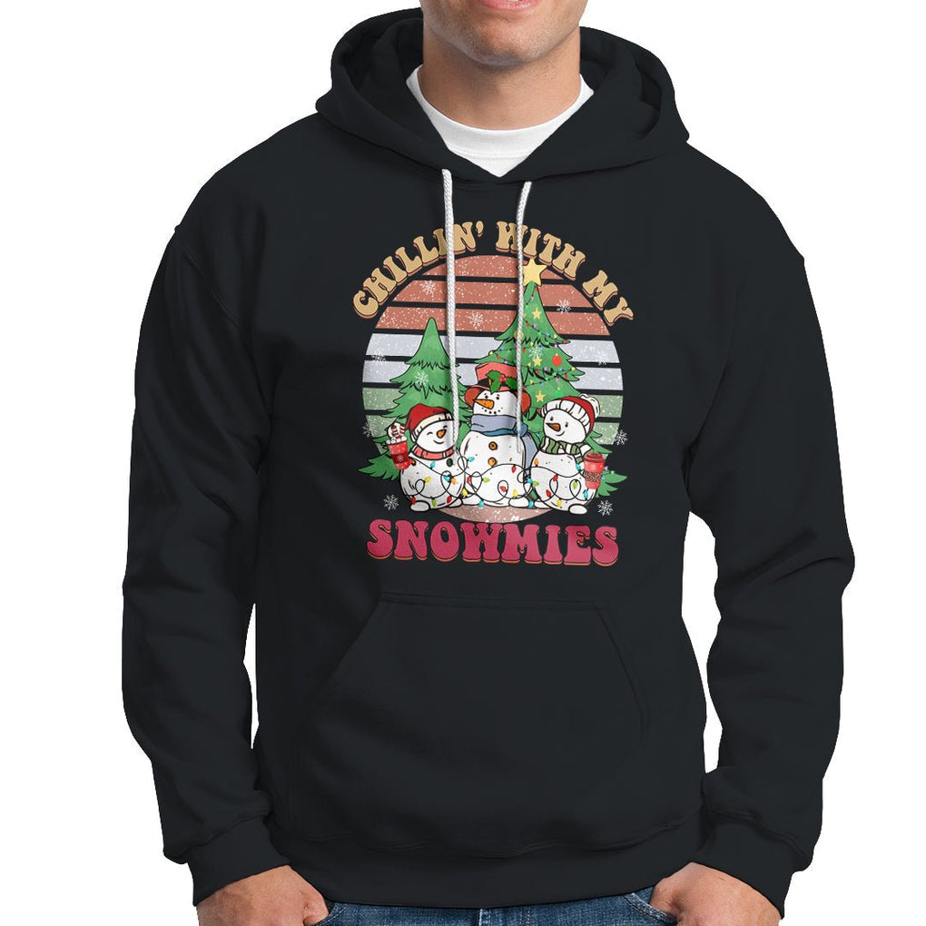 Chrismas Snowman Hoodie Chillin' With My Snowmies Retro Xmas Vibe TS02 Irish Green Printyourwear