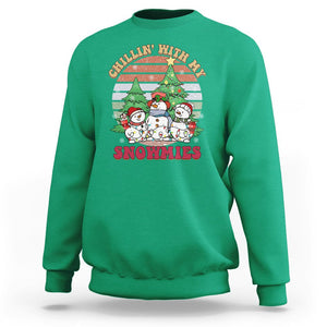 Chrismas Snowman Sweatshirt Chillin' With My Snowmies Retro Xmas Vibe TS02 Printyourwear