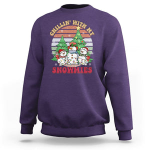 Chrismas Snowman Sweatshirt Chillin' With My Snowmies Retro Xmas Vibe TS02 Printyourwear