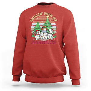 Chrismas Snowman Sweatshirt Chillin' With My Snowmies Retro Xmas Vibe TS02 Printyourwear