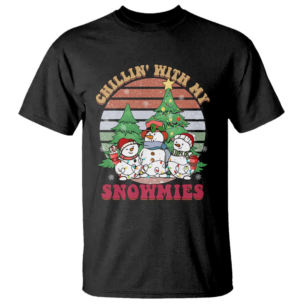 Chrismas Snowman T Shirt Chillin' With My Snowmies Retro Xmas Vibe TS02 Irish Green Printyourwear