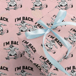 Christian Easter Wrapping Paper Roll Funny Skateboard Jesus I am Back TS14 Light Pink Print Your Wear
