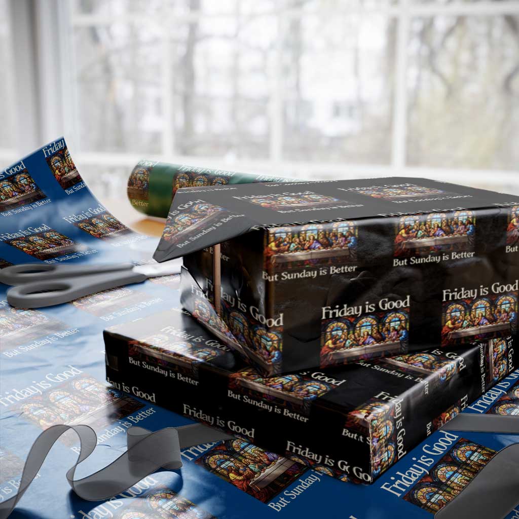 Christian Easter Wrapping Paper Roll Friday is Good Sunday is Better TS14 Black Print Your Wear