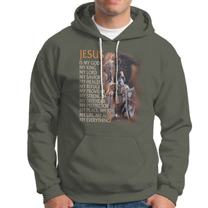 Christian Faith Hoodie Jesus Is My God My Life My Everything TS02 Military Green Printyourwear