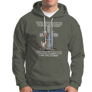 Christian Faith Hoodie The Devil Whispered I Whispered Back I Am The Storm TS02 Military Green Printyourwear