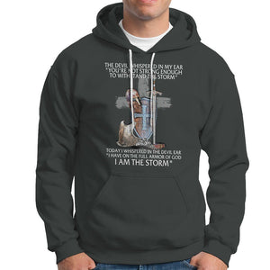 Christian Faith Hoodie The Devil Whispered I Whispered Back I Am The Storm TS02 Dark Heather Printyourwear