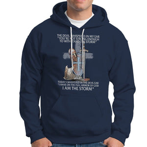 Christian Faith Hoodie The Devil Whispered I Whispered Back I Am The Storm TS02 Navy Printyourwear