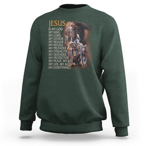 Christian Faith Sweatshirt Jesus Is My God My Life My Everything TS02 Dark Forest Green Printyourwear