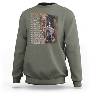 Christian Faith Sweatshirt Jesus Is My God My Life My Everything TS02 Military Green Printyourwear