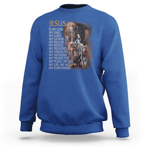 Christian Faith Sweatshirt Jesus Is My God My Life My Everything TS02 Royal Blue Printyourwear