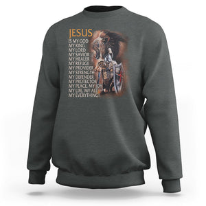 Christian Faith Sweatshirt Jesus Is My God My Life My Everything TS02 Dark Heather Printyourwear