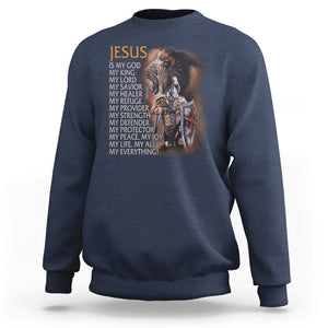 Christian Faith Sweatshirt Jesus Is My God My Life My Everything TS02 Navy Printyourwear