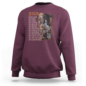 Christian Faith Sweatshirt Jesus Is My God My Life My Everything TS02 Maroon Printyourwear