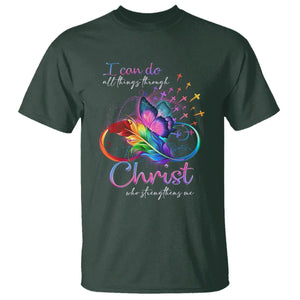 Christian Faith T Shirt I Can Do All Things Through Christ Who Strengthers Me TS09 Dark Forest Green Printyourwear