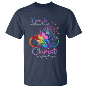 Christian Faith T Shirt I Can Do All Things Through Christ Who Strengthers Me TS09 Navy Printyourwear