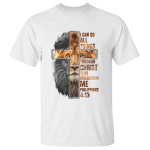 Christian Faith T Shirt Lion I Can Do All Things Through Christ Who Strengthers Me TS09 White Printyourwear