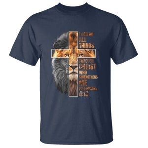 Christian Faith T Shirt Lion I Can Do All Things Through Christ Who Strengthers Me TS09 Navy Printyourwear