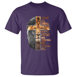 Christian Faith T Shirt Lion I Can Do All Things Through Christ Who Strengthers Me TS09 Purple Printyourwear