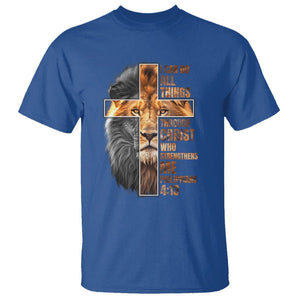 Christian Faith T Shirt Lion I Can Do All Things Through Christ Who Strengthers Me TS09 Royal Blue Printyourwear