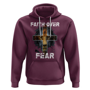 Christian Hoodie Faith Over Fear TS02 Maroon Printyourwear