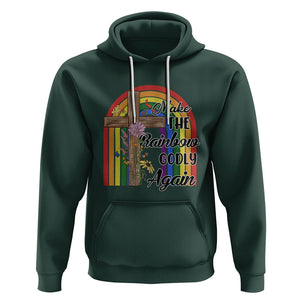 Christian LGBT Pride Hoodie Make The Rainbow Godly Again TS02 Dark Forest Green Printyourwear