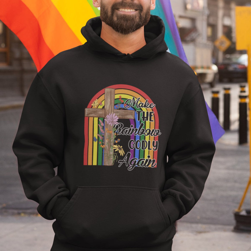 Christian LGBT Pride Hoodie Make The Rainbow Godly Again TS02 Printyourwear