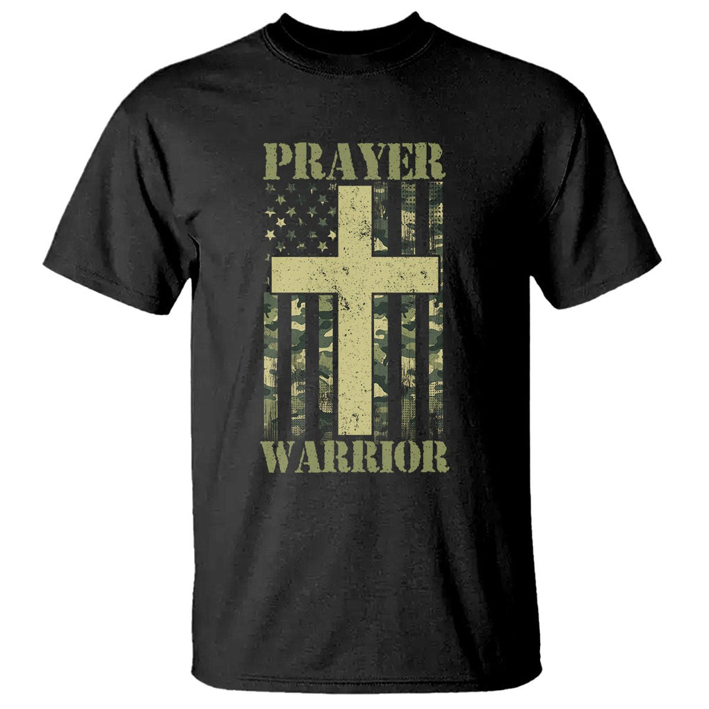 Christian Patriotic T Shirt Prayer Warrior Camo American Flag Bible Verse Faith Jesus TS02 Dark Heather Printyourwear