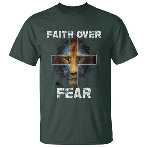 Christian T Shirt Faith Over Fear TS02 Dark Forest Green Printyourwear