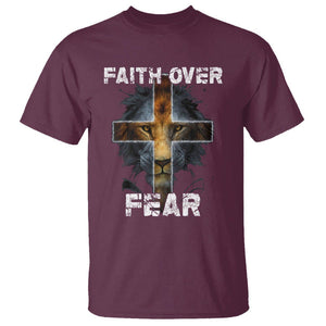 Christian T Shirt Faith Over Fear TS02 Maroon Printyourwear