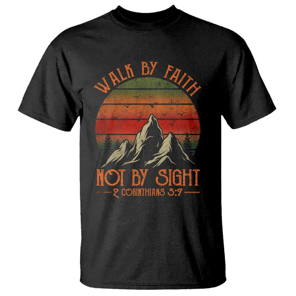 Christian T Shirt Walk By Faith Not By Sight TS09 Black Printyourwear