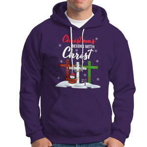 Christmas Begins With Christ Snowman Christian Cross Hoodie TS09 Purple Printyourwear