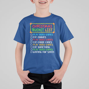 Christmas Bucket List Play Video Games Eat Something And Wait For Santa T Shirt For Kid TS09 Royal Blue Printyourwear