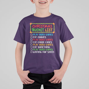 Christmas Bucket List Play Video Games Eat Something And Wait For Santa T Shirt For Kid TS09 Purple Printyourwear