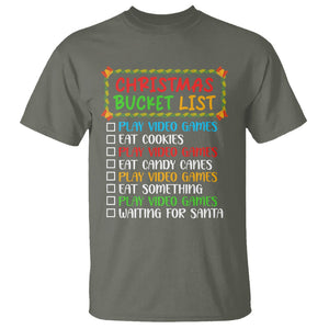 Christmas Bucket List Play Video Games Eat Something And Wait For Santa T Shirt TS09 Military Green Printyourwear