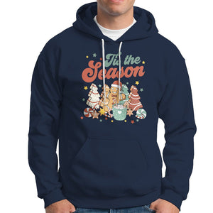 Christmas Cookies Hoodie Tis The Season Xmas Tree Cakes Gingerbread Man Retro Groovy TS02 Navy Printyourwear