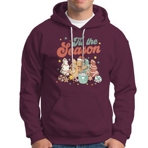 Christmas Cookies Hoodie Tis The Season Xmas Tree Cakes Gingerbread Man Retro Groovy TS02 Maroon Printyourwear