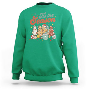 Christmas Cookies Sweatshirt Tis The Season Xmas Tree Cakes Gingerbread Man Retro Groovy TS02 Irish Green Printyourwear