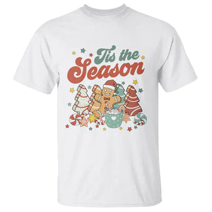 Christmas Cookies T Shirt Tis The Season Xmas Tree Cakes Gingerbread Man Retro Groovy TS02 White Printyourwear