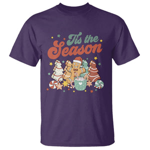 Christmas Cookies T Shirt Tis The Season Xmas Tree Cakes Gingerbread Man Retro Groovy TS02 Purple Printyourwear