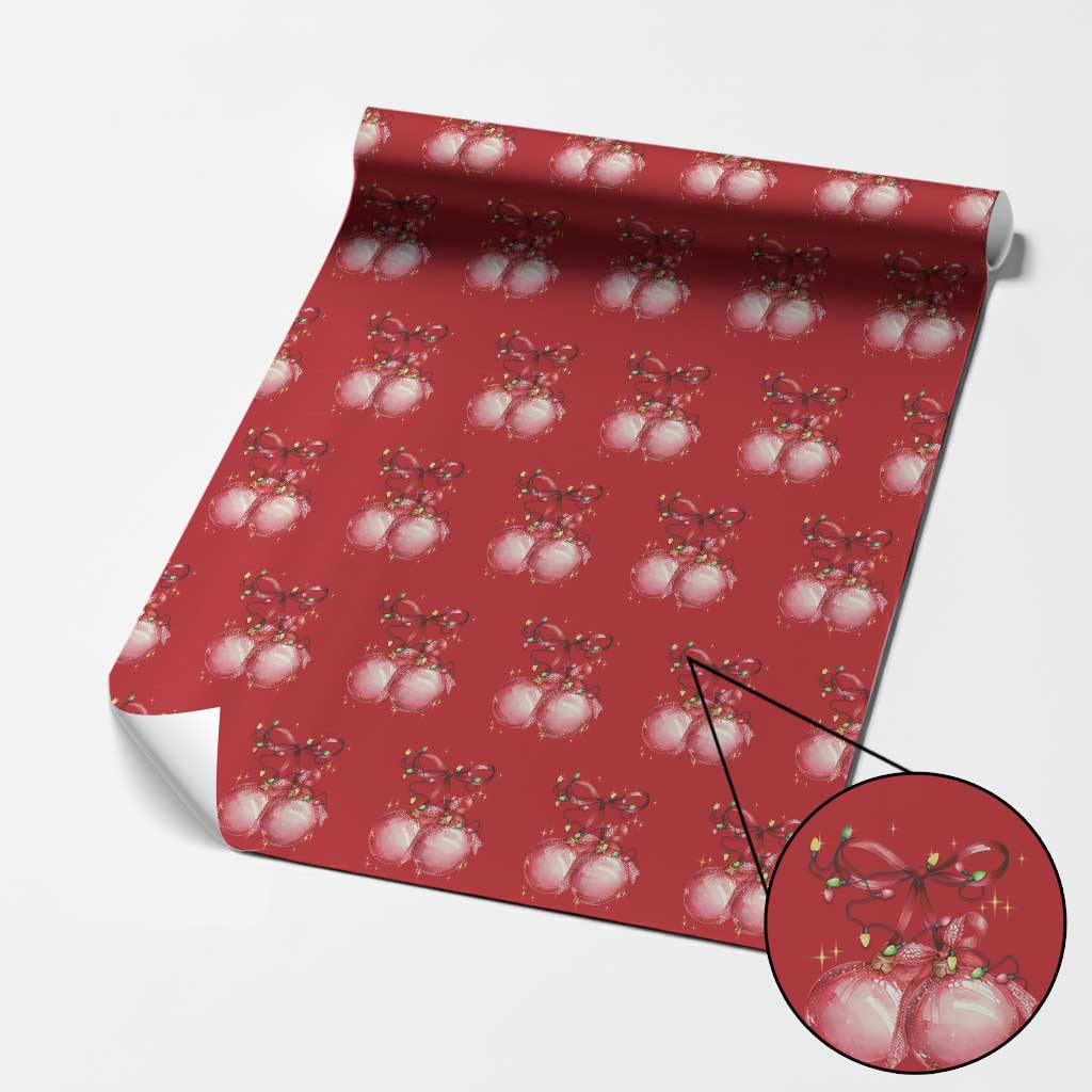 Christmas Coquette Pink Baubles Bow Wrapping Paper Roll TS11 Red Print Your Wear